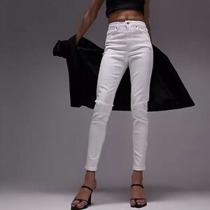 Topshop White Jamie  High-Waist Skinny Jeans Size 30 Tall